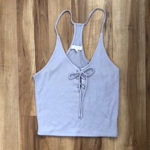 Cropped tie front tank